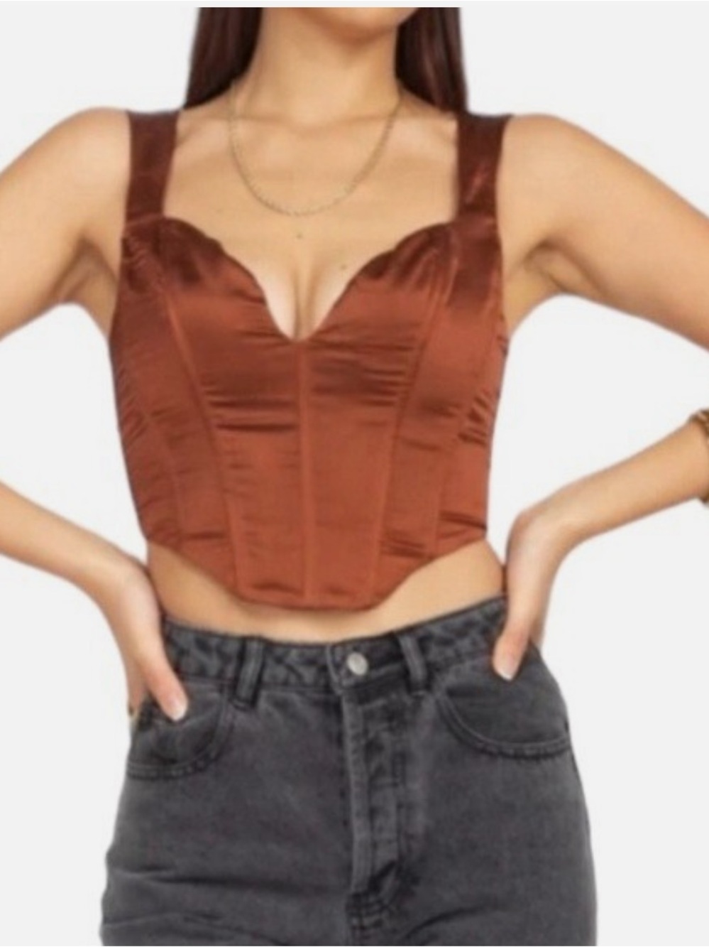 Jason Wu Copper Satin Corset Crop Top